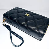 Гаманець жіночий на дві блискавки 3226 чорний шкірозамінник, фото 3