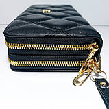 Гаманець жіночий на дві блискавки 3226 чорний шкірозамінник, фото 4