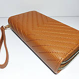 Гаманець жіночий на дві блискавки К36 коричневий шкірозамінник, фото 3