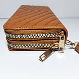 Гаманець жіночий на дві блискавки К36 коричневий шкірозамінник, фото 4