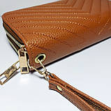 Гаманець жіночий на дві блискавки К36 коричневий шкірозамінник, фото 5