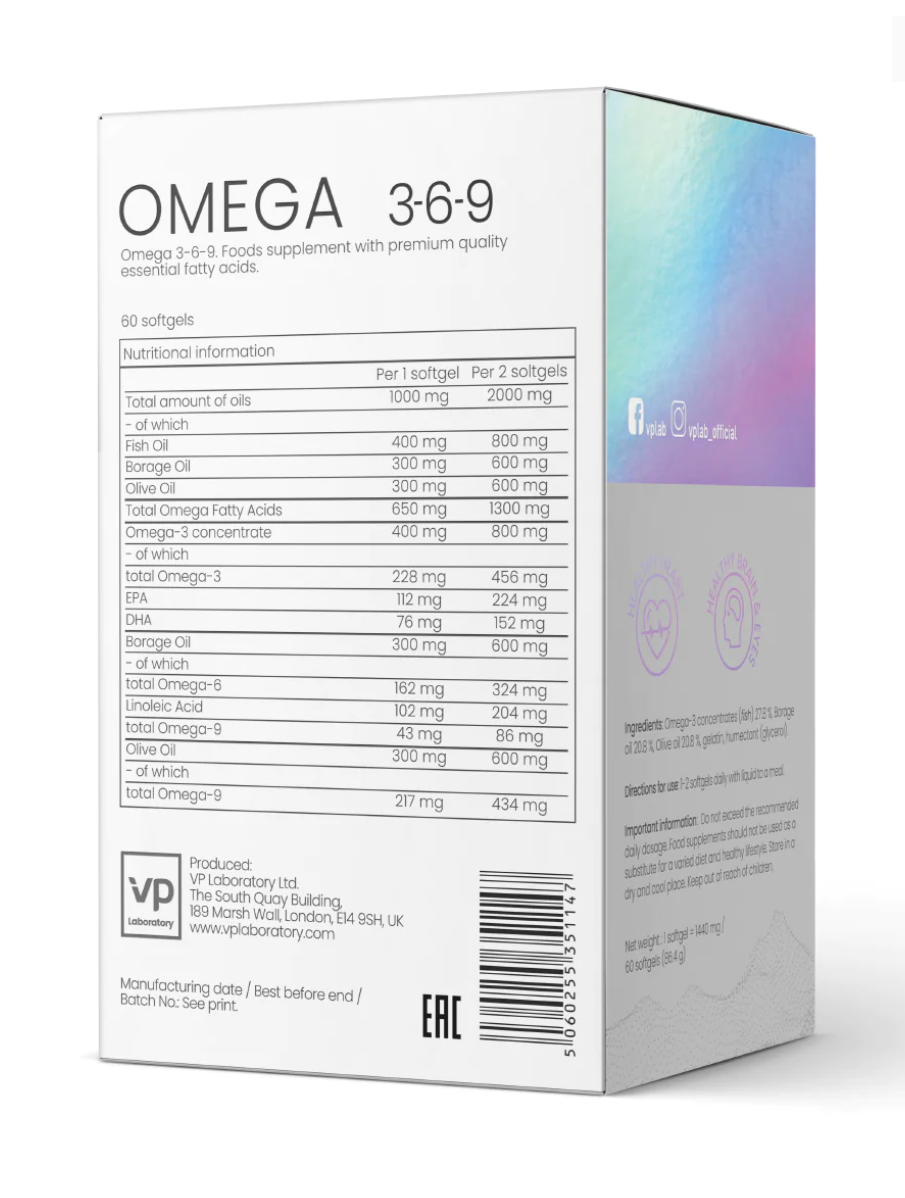 VPLab Omega 3-6-9 60 caps - фото 2 - id-p57710278