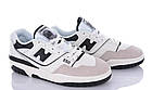 Жіночі підліткові кросівки стильні New Balance 550 шкіряні білі з бежевим і чорним р 36, 37, фото 2