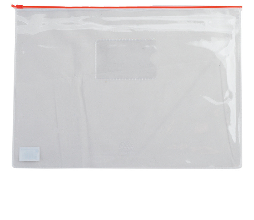 Папка-конверт А4 на блискавці прозора червона