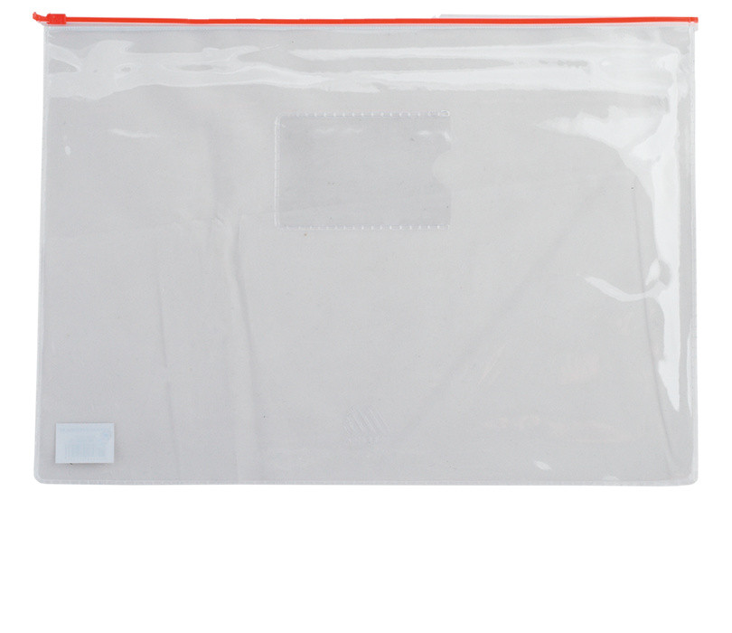 Папка-конверт А5 на блискавці прозора червона