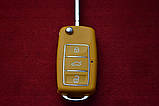 Ключ Seat корпус жовтий викидний 3 кнопки Вологонепроникний, фото 2