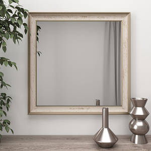 Дзеркало на стіну в бежевій рамі квадратне