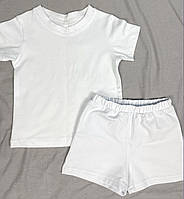 Дитячий літній бавовняний костюм білий футболка та шорти