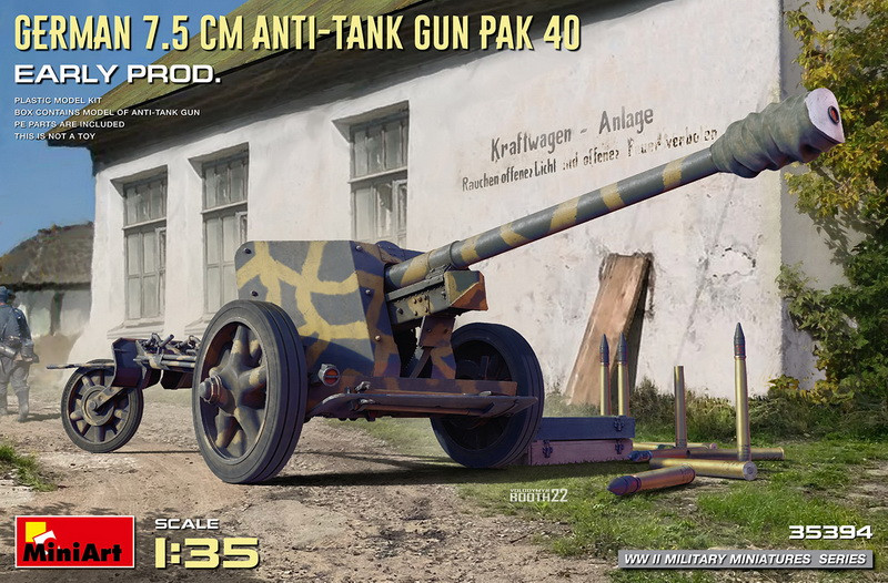 Пластикова модель 1/35 Mini-art 35394 Німецька 75-мм протитанкова гармата PAK 40. Ранній випуск