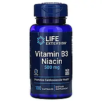 Life Extension, витамин B3 (ниацин), 500 мг, 100 капсул в Украине