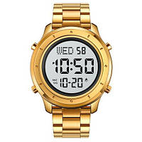 Многофункциональные светодиодные цифровые часы Skmei 1864SGDWT Gold-White Steel