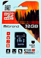 Флеш карта microSDHC Mibrand MICDHU3/32GB-A 32GB class10 + adapter