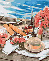Картина по номерам "Пикник рядом с морем" 40x50 3v1 Рисование Живопись Раскраски (Натюрморты)