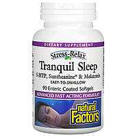 Natural Factors, Stress-Relax, спокойный сон, 90 мягких желатиновых капсул с кишечнорастворимой оболочкой в в
