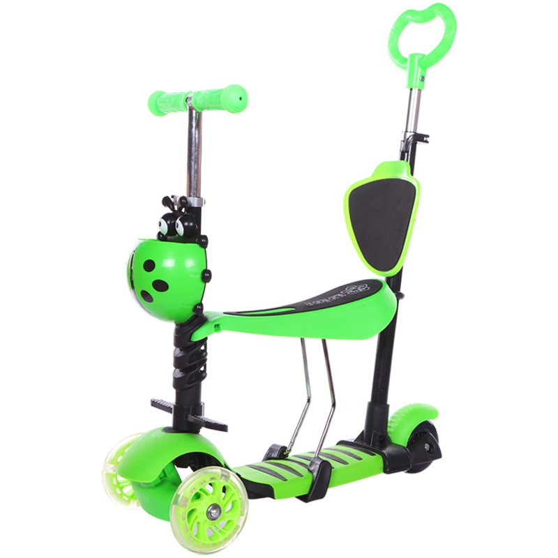 Самокат діток Scooter Сонечко 5 in 1 з батьківською ручкою Салатовий