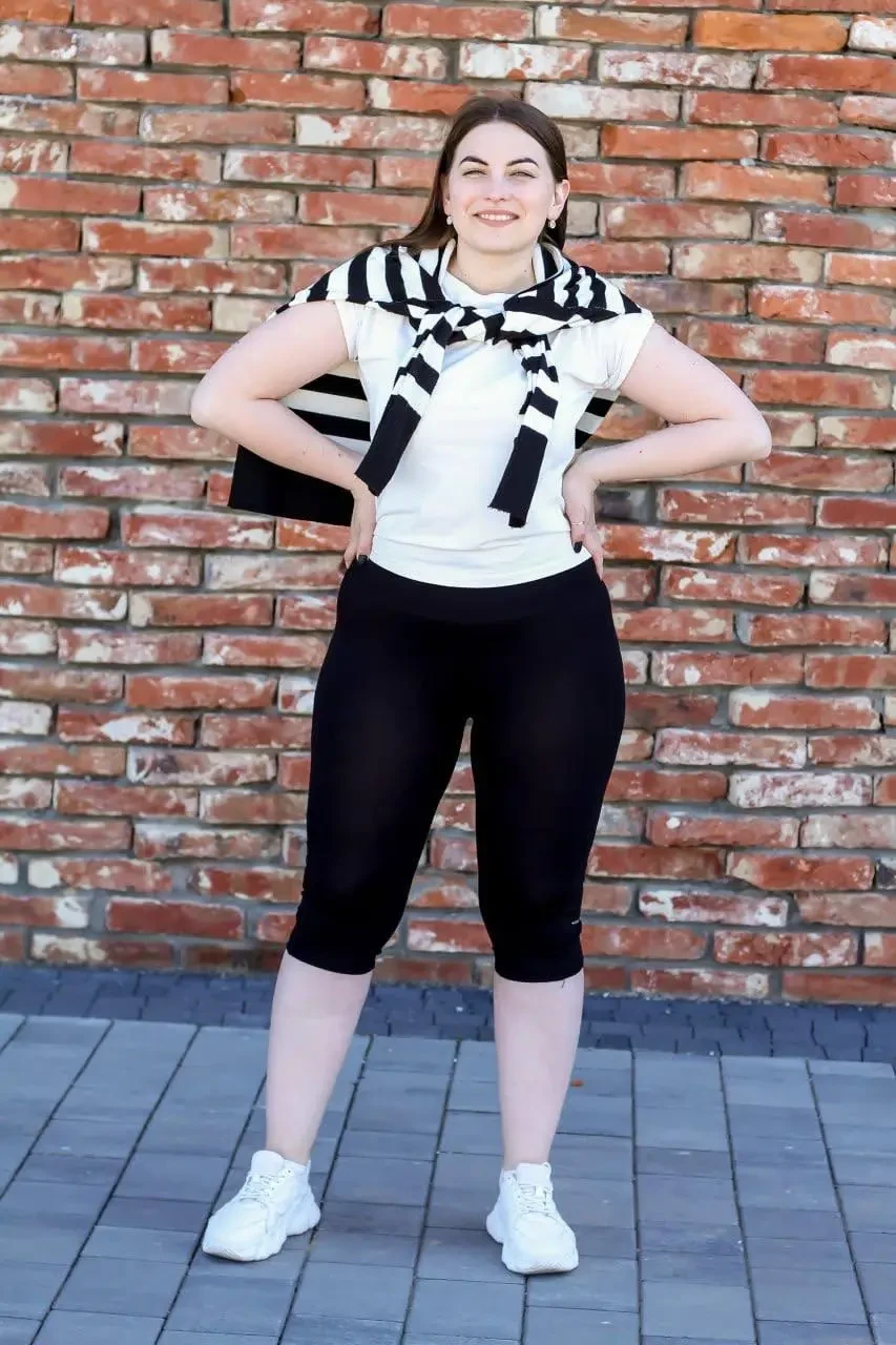 Бриджі велосипедки жіночі стрейч трикотаж збільшеного розміру чорні 3XL, фото 1