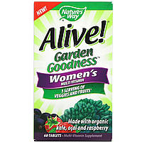 Nature's Way, Alive! Garden Goodness, мультивитамин для женщин, 60 таблеток в Украине