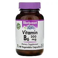 Bluebonnet Nutrition, витамин В6, 200 мг, 90 растительных капсул в Украине