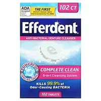 Efferdent, Антибактериальное средство для очищения зубных протезов, комплексная очистка, 102 таблетки в в