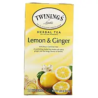 Twinings, Травяной чай, без кофеина, лимон и имбирь, 20 пакетиков, 1,32 унции (37,5 г) в Украине