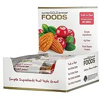 California Gold Nutrition, Foods, жевательные батончики-мюсли с клюквой и миндалем, 12 батончиков весом в в