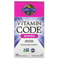 Garden of Life, Vitamin Code Women, мультивитамины из цельных продуктов для женщин, 240 вегетарианских капсул