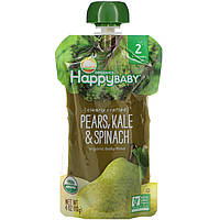 Happy Family Organics, Органическое детское питание, этап 2, Clearly Crafted, груши, капуста и шпинат, для в