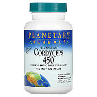 Planetary Herbals, Кордицепс 450, полный спектр, 450 мг, 120 таблеток в Украине