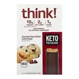 Think !, Keto Protein Bars, шоколадное тесто для печенья с арахисовой пастой, 10 батончиков, 34 г (1,2 унции)