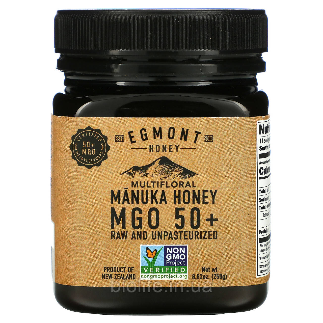 Egmont Honey, Разноцветный мед манука, необработанный и непастеризованный, 50+ MGO, 250 г (8,82 унции) в в - фото 1 - id-p1883158055