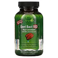 Irwin Naturals, Beet Root RED, Максимальная конверсия с ускорителем окиси азота, 60 мягких капсул с жидким в