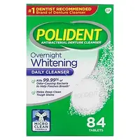 Polident, Антибактериальное средство для очищения зубных протезов, ежедневное отбеливающее средство, тройная в