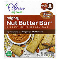 Plum Organics, Mighty Nut Butter Bar, для детей от 15 месяцев, миндальное масло, 5 батончиков, по 19 г (0,67 в