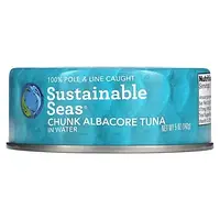 Sustainable Seas, Кусочки альбакорского тунца в воде, 142 г (5 унций) в Украине