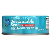 Sustainable Seas, Кусочки альбакорского тунца в воде, без добавления соли, 142 г (5 унций) в Украине