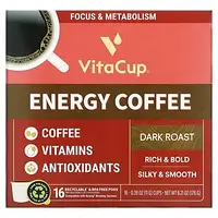 VitaCup, Energy Coffee, темная обжарка, 16 чашек по 11 г (0,39 унции) в Украине