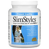 Natural Factors, SlimStyles, смесь для напитков для снижения веса с PGX, французская ваниль, 800 г (1 фунт 12