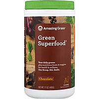 Amazing Grass, Green Superfood, шоколадный сухой напиток, с какао, 17 унций (480 г) в Украине