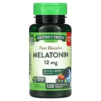 Nature's Truth, Быстрорастворимый мелатонин, натуральные ягоды, 12 мг, 120 быстрорастворимых таблеток в в