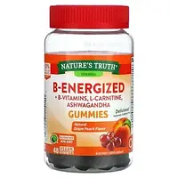 Nature's Truth, B-Energized + витамины группы B, L-карнитин, жевательные таблетки ашваганды, натуральный в в