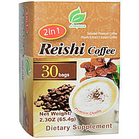 Longreen, 2 in 1 Reishi Coffee, гриб рейши и кофе, 30 пакетиков, весом 65,4 г (2,3 унции) каждый в Украине