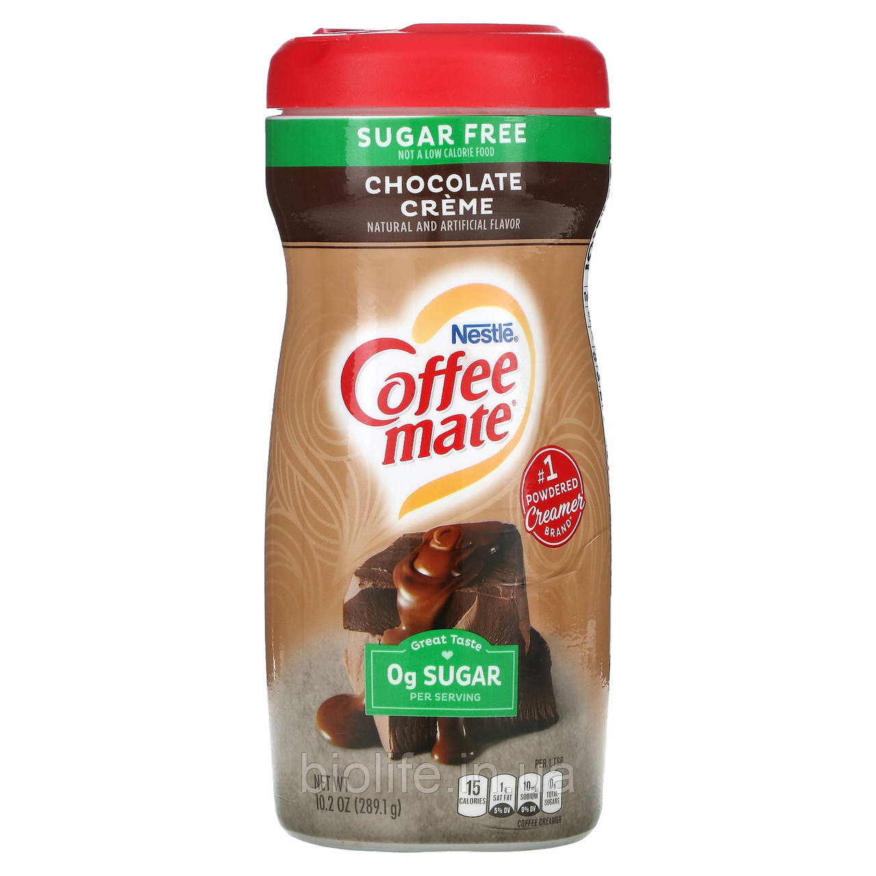 Coffee Mate, сухі вершки для кави, без цукру, зі смаком шоколадного крему, 289,1 г (10,2 унції)