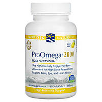 Nordic Naturals, ProOmega 2000, лимон, 1250 мг, 60 мягких желатиновых капсул в Украине