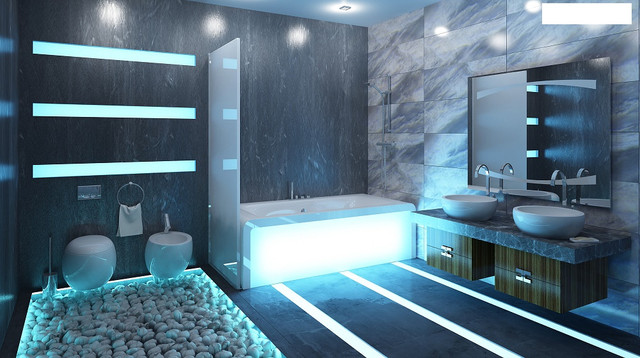 Ванна кімната в стилі Хай Тек