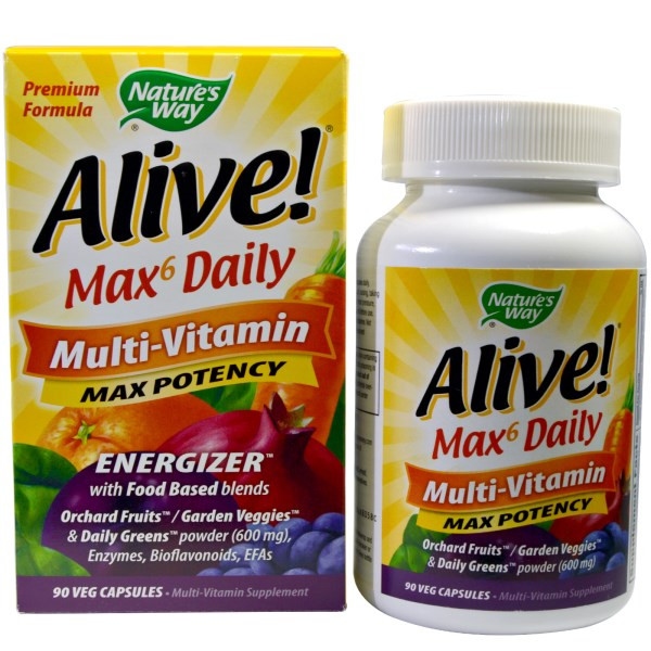 Витамины максимальная эффективность, мультивитамины Nature's Way, Alive! Multi-Vitamin, 90 вегетарианских капс - фото 1 - id-p324997170