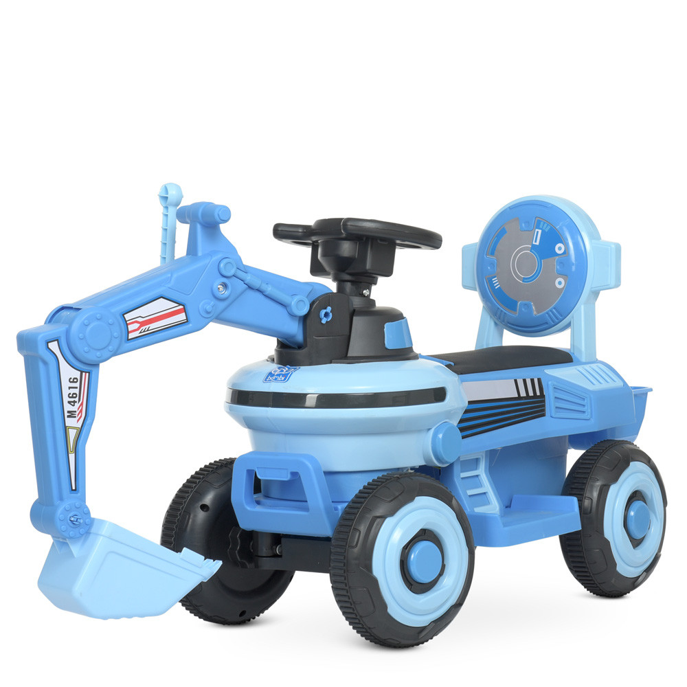Дитячий електро екскаватор Bambi M 4616L-4 2в1 каталка толокар акумуляторний трактор Синій