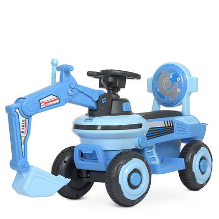 Дитячий електро екскаватор Bambi M 4616L-4 2в1 каталка толокар акумуляторний трактор Синій, фото 1