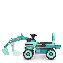 Дитячий електро екскаватор Bambi M 4616L-5 2в1 каталка толокар акумуляторний трактор Зелений, фото 2