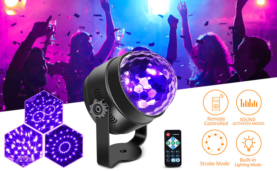 Новый товар Litake UV Black Light для светящейся вечеринки, 6W LED Disco Ball Strobe Lights - фото 1 - id-p1883217839