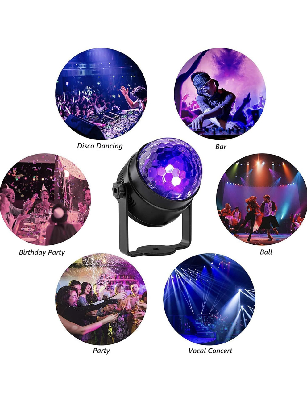 Новый товар Litake UV Black Light для светящейся вечеринки, 6W LED Disco Ball Strobe Lights - фото 8 - id-p1883217839
